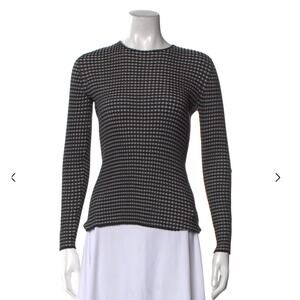 AKRIS Plaid Silk Black and Gray Long Sleeve Sweater Top Size 12